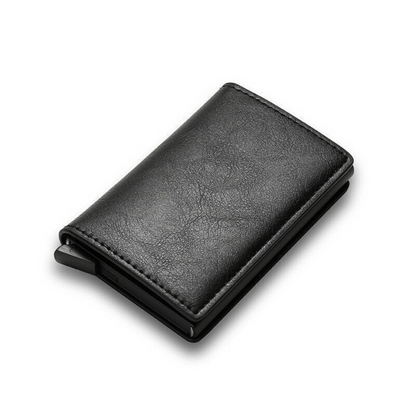 Black Leather Wallet Credit Card ID Holder Men's RFID Blocking Slim Purse