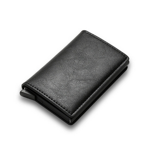 Black Leather Wallet Credit Card ID Holder Men's RFID Blocking Slim Purse