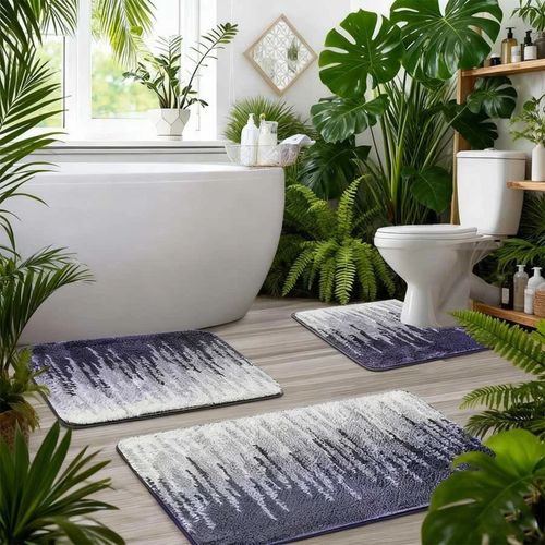 Luxury Bathroom Bath Rug Mat Set 3x Non Slip Soft Floor Covering