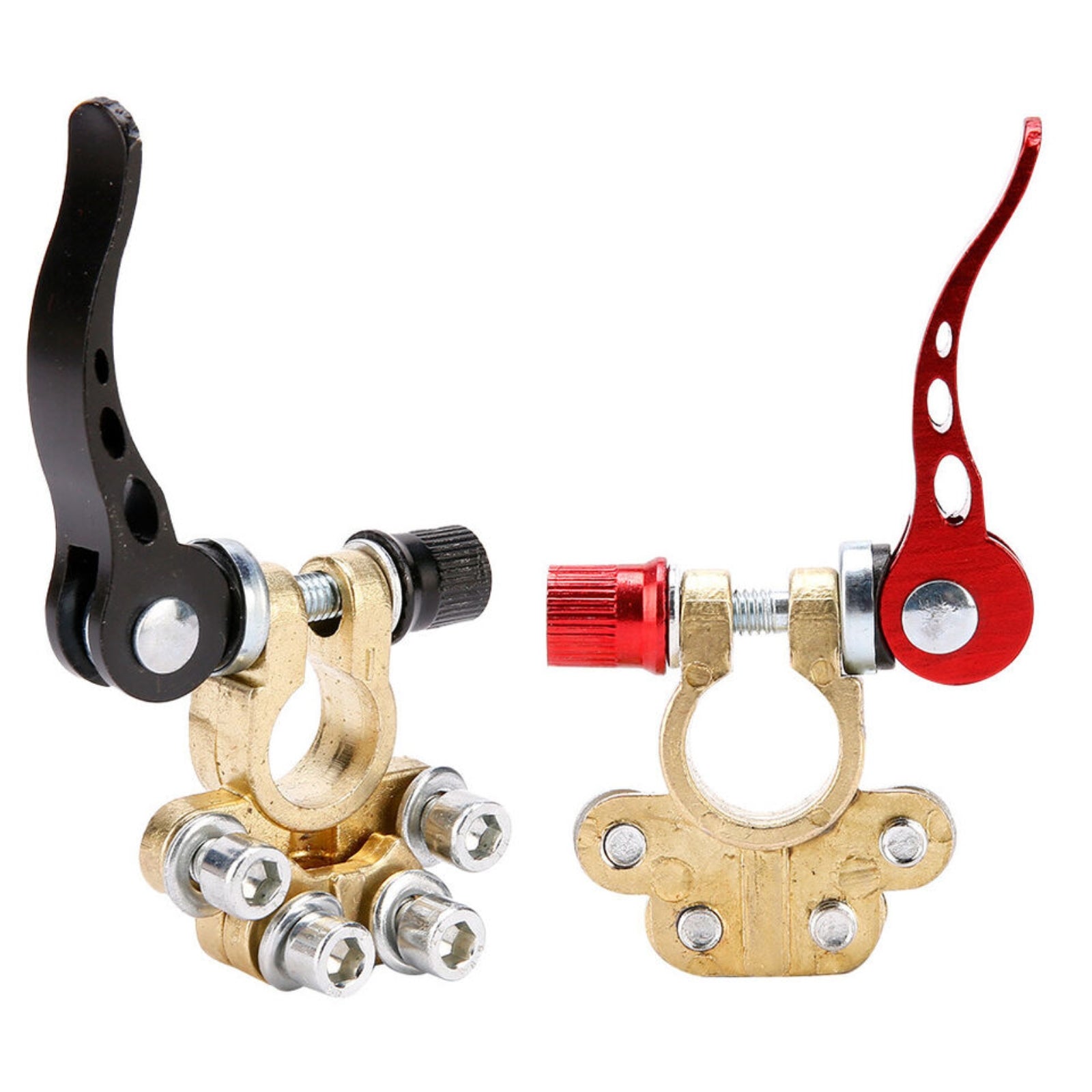 2pcs Car Van Caravan Battery Terminal Connectors Clamp 4 Way Positive Negative