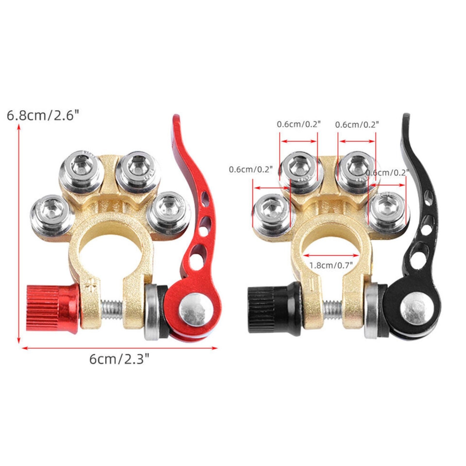 2pcs Car Van Caravan Battery Terminal Connectors Clamp 4 Way Positive Negative