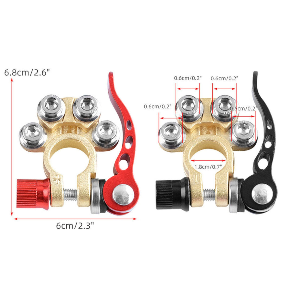 2pcs Car Van Caravan Battery Terminal Connectors Clamp 4 Way Positive Negative