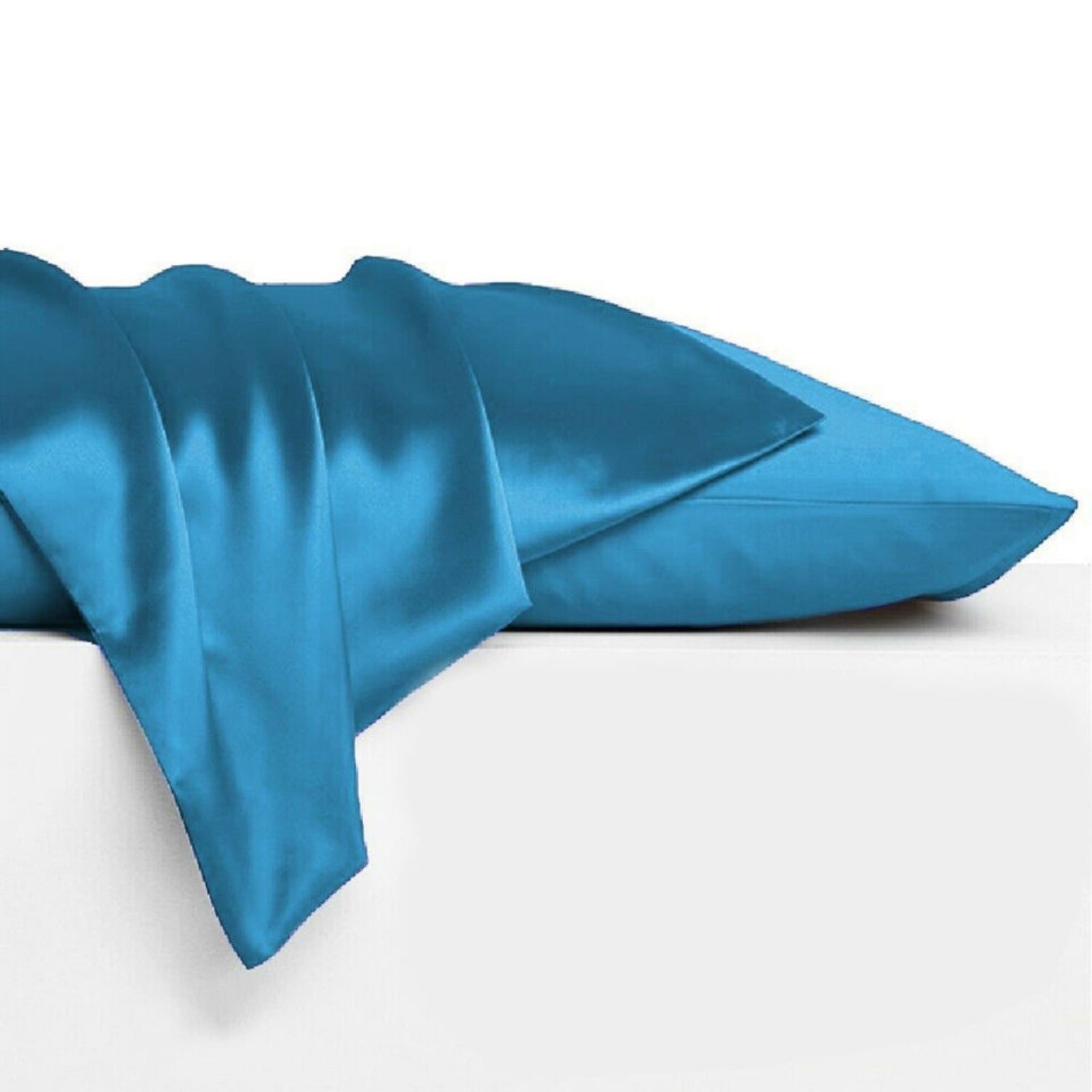2X Biscay Blue 100% Mulberry 25 Momme Slip Genuine Silk Pillowcases