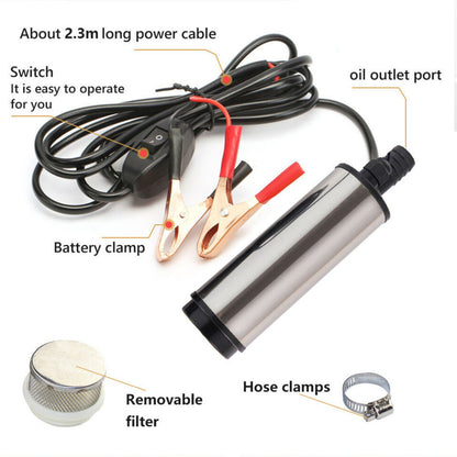12V Submersible Aluminium Fuel Pump Diesel Oil Water Car Auto Vessel 38mm