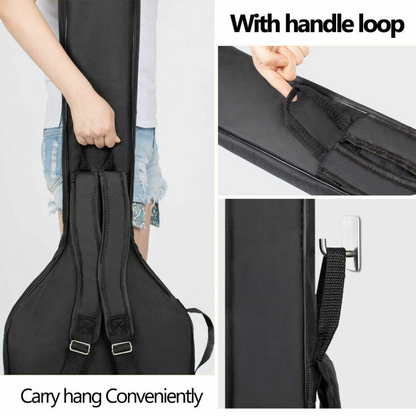Double Straps Backpack 4" Guitar Bag Padded Gig Bag Soft Black Acoustic Case