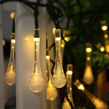 50 LED Raindrop Garden Christmas Solar Fairy String Lights Warm White