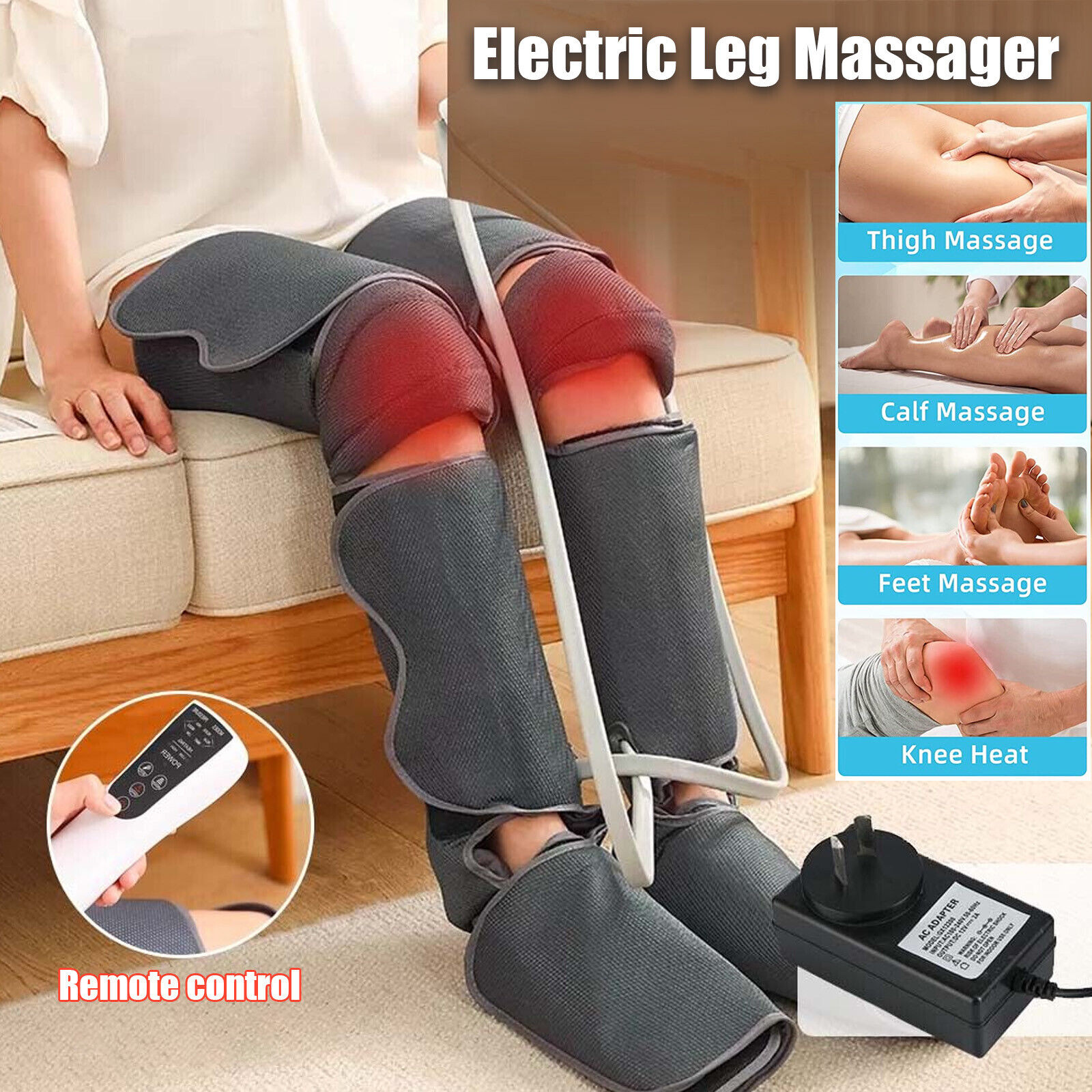 Air Compression Heating Massage Full Leg Foot Massager  Circulation & Relaxation