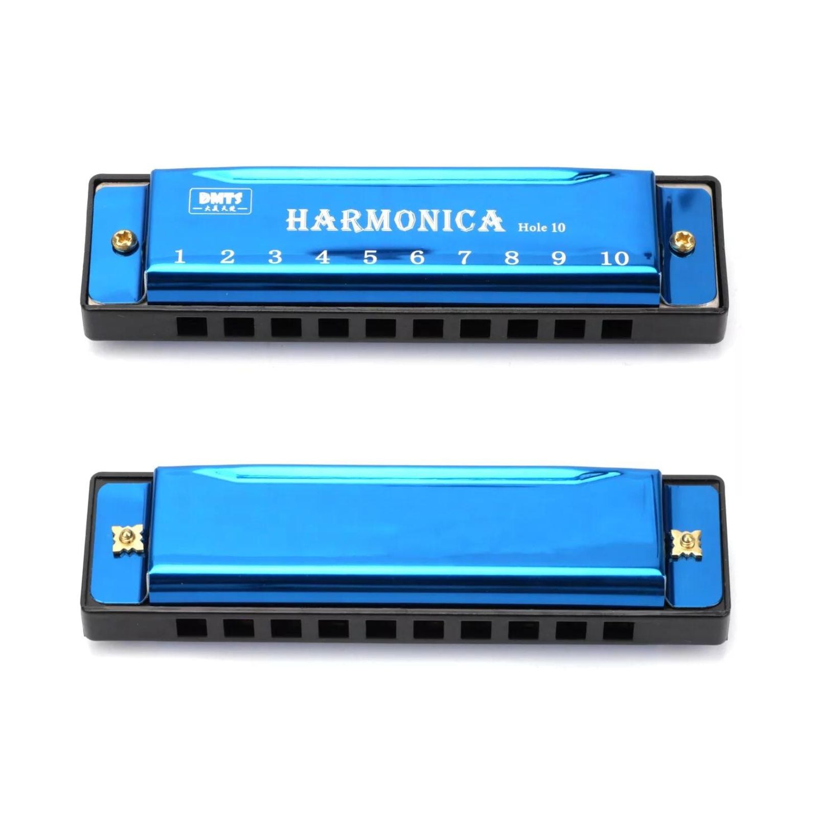 Metal Harmonica 10 Holes Classic Mouth Organ Musical Instrument C Key Tuned Blue