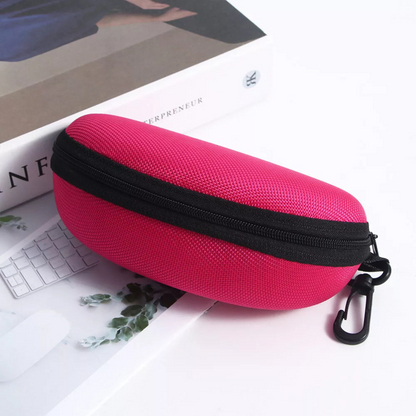 Rose Red Protector Case Box Pouch Portable Zipper Eye Glasses Sunglasses Clam