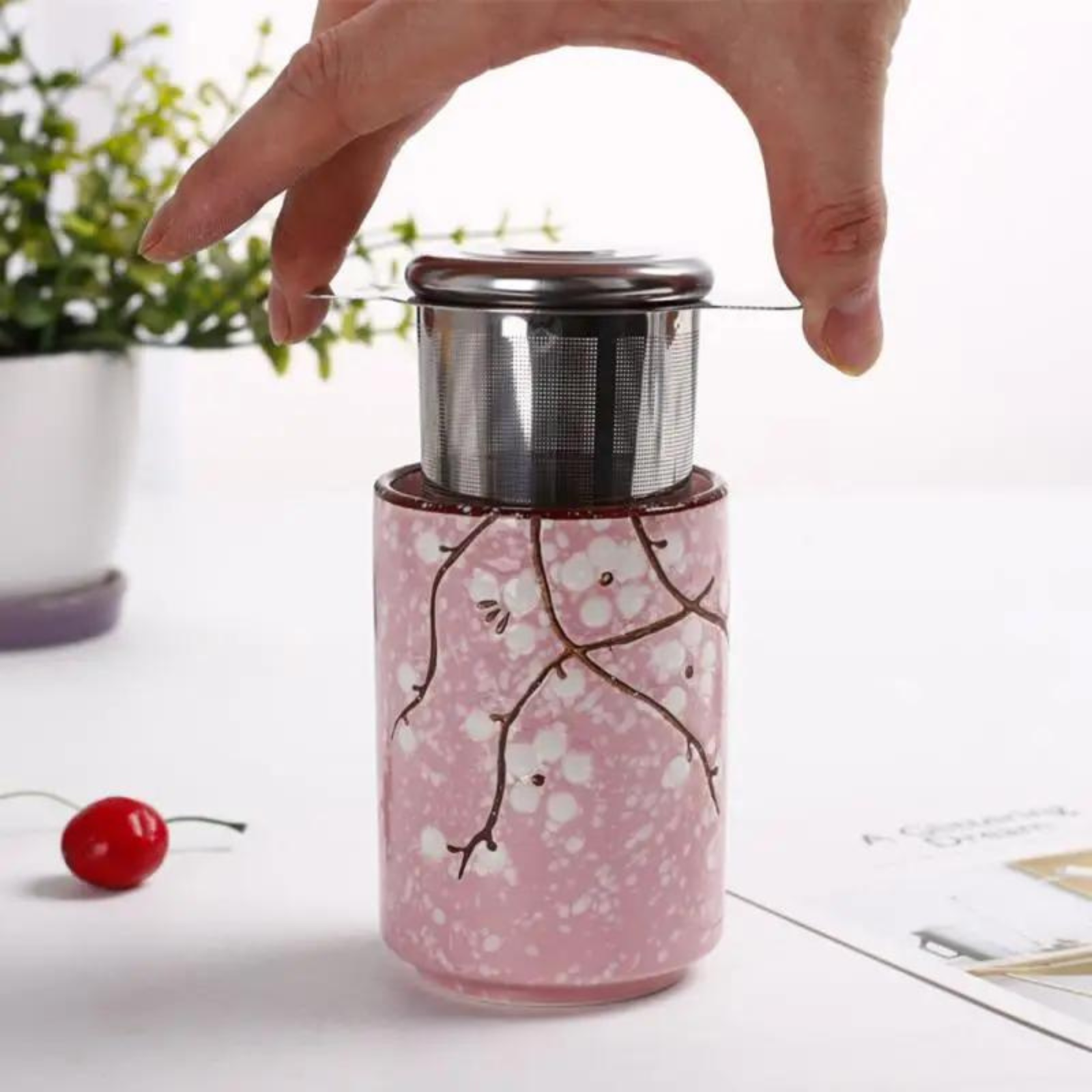 Tea Infuser Metal Cup Strainer Stainless Steel Mesh Loose Leaf Filter With Lid