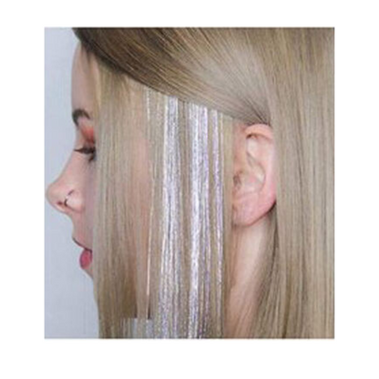 Silver Sparkle Highlights Hair Extensions Holographic Glitter Tinsel Party