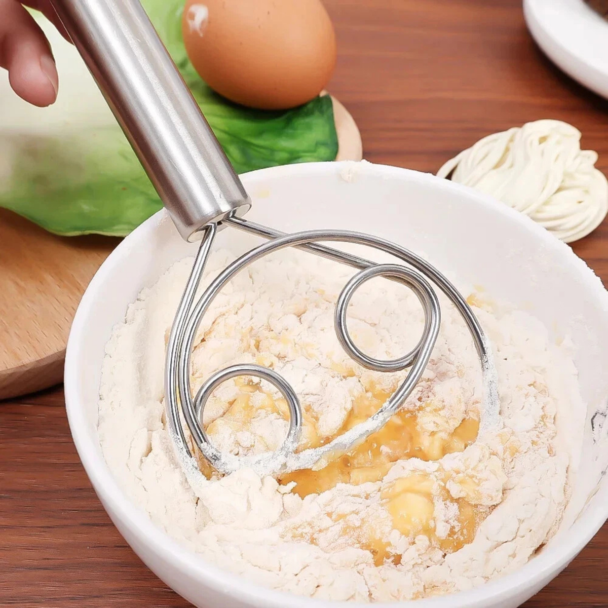 Kitchen Bread Pizza Batter Mixer Stainless Steel Dough Whisk Tool