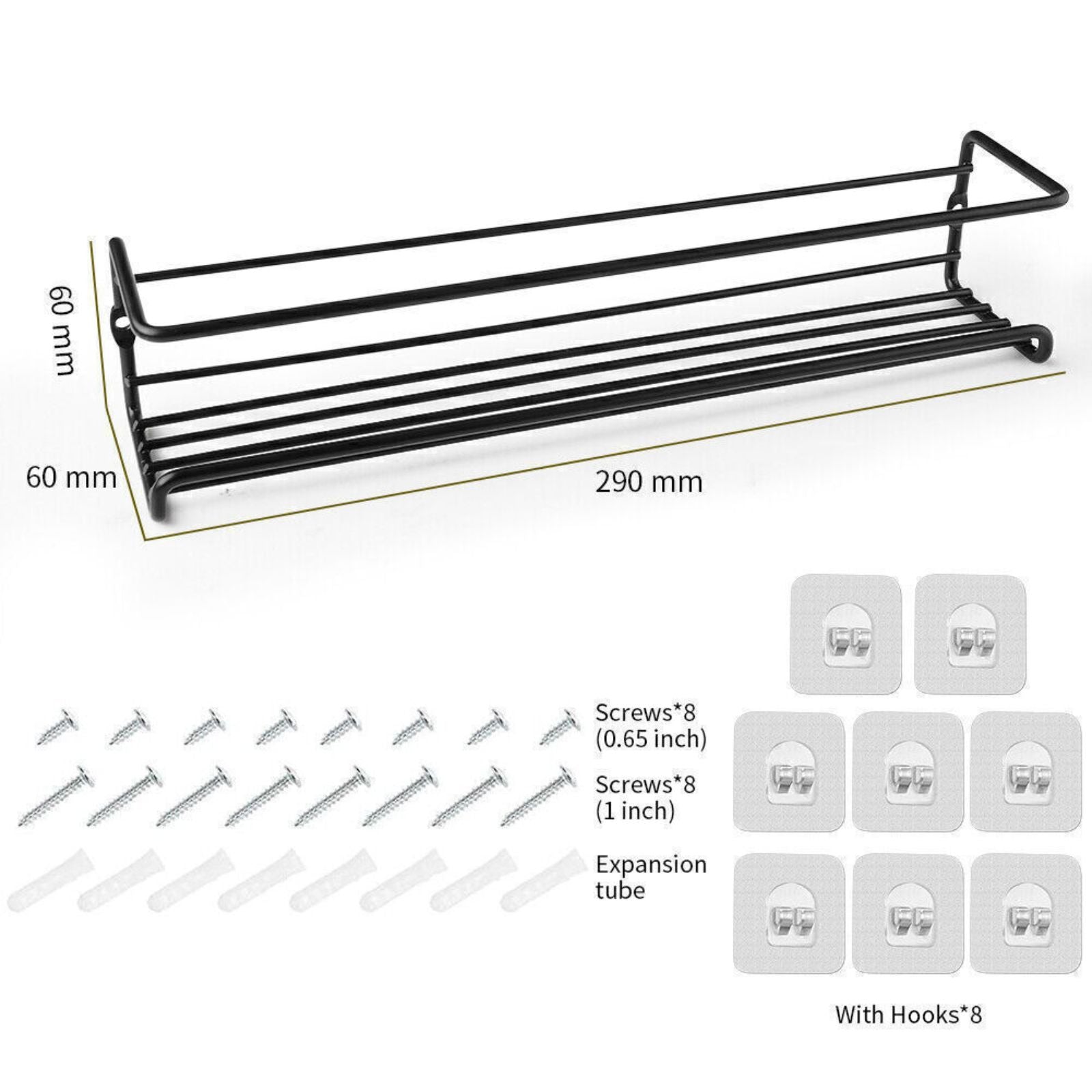 Wall Mounted 4pcs Spice Rack Adhesive For Inside Cupboard Spice Organizer Black