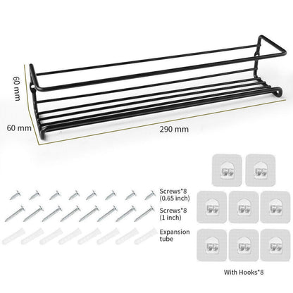Wall Mounted 4pcs Spice Rack Adhesive For Inside Cupboard Spice Organizer Black