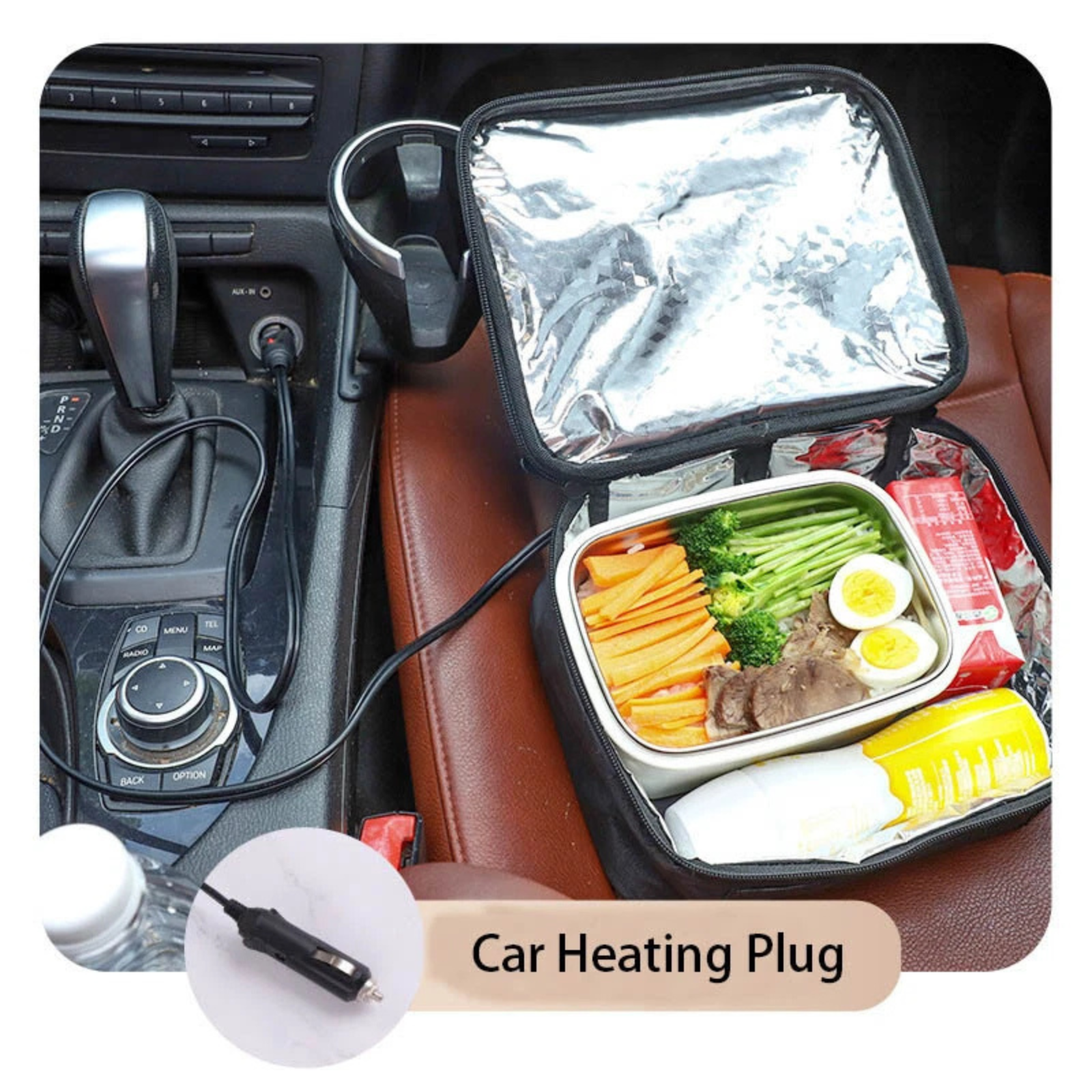 12V Portable Electric Heating Lunch Bag for Travel Office or Camping