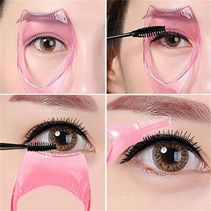 Pink Curler Lash Comb 3 In 1 Eyelash Mascara Makeup Protect Tool Applicator