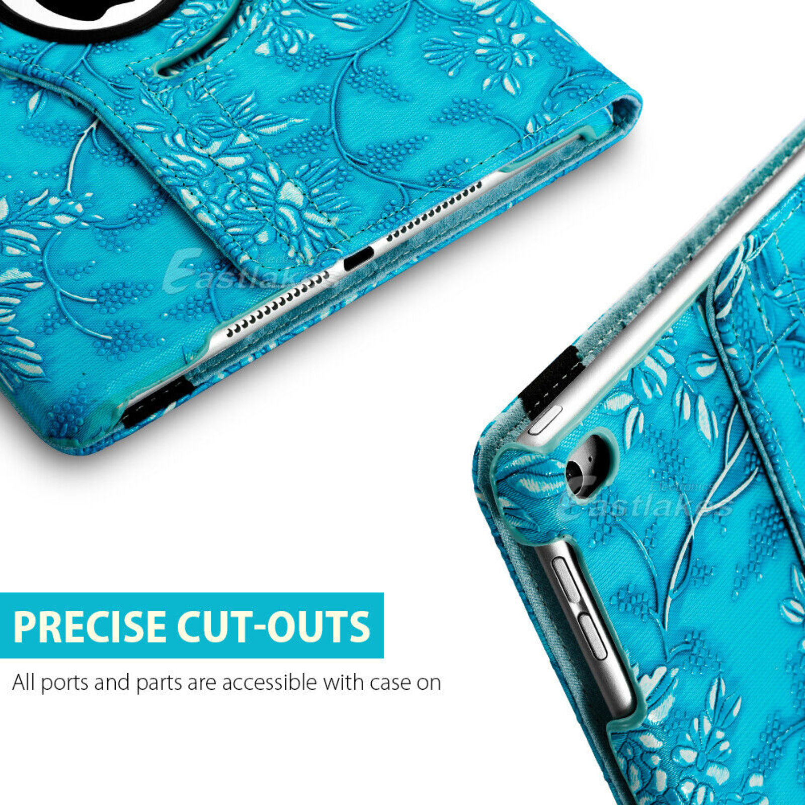 iPad 9th Gen 10.2" 2021 Blue iPad Case Cover Rotate Smart Leather