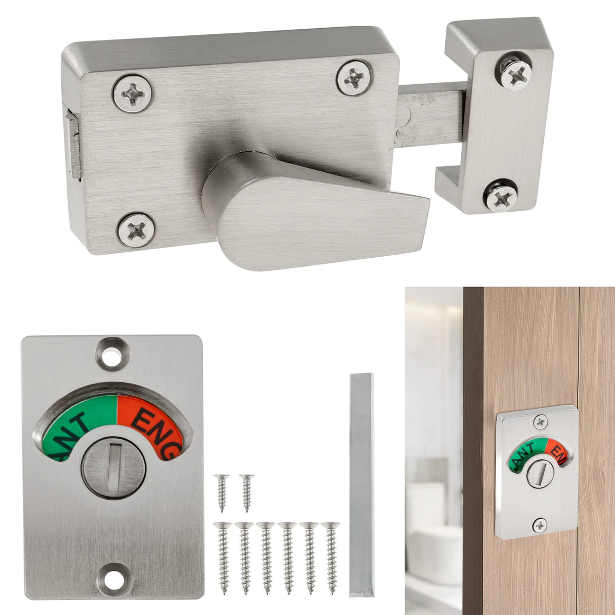 Privacy Door Lock Indicator Stainless Steel Hardware for Bathroom Bedroom Use