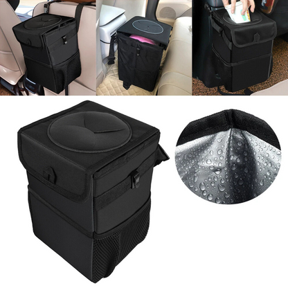 Waterproof Car Trash Can with Lid Bin Waste Basket Durable for Vehicle Use