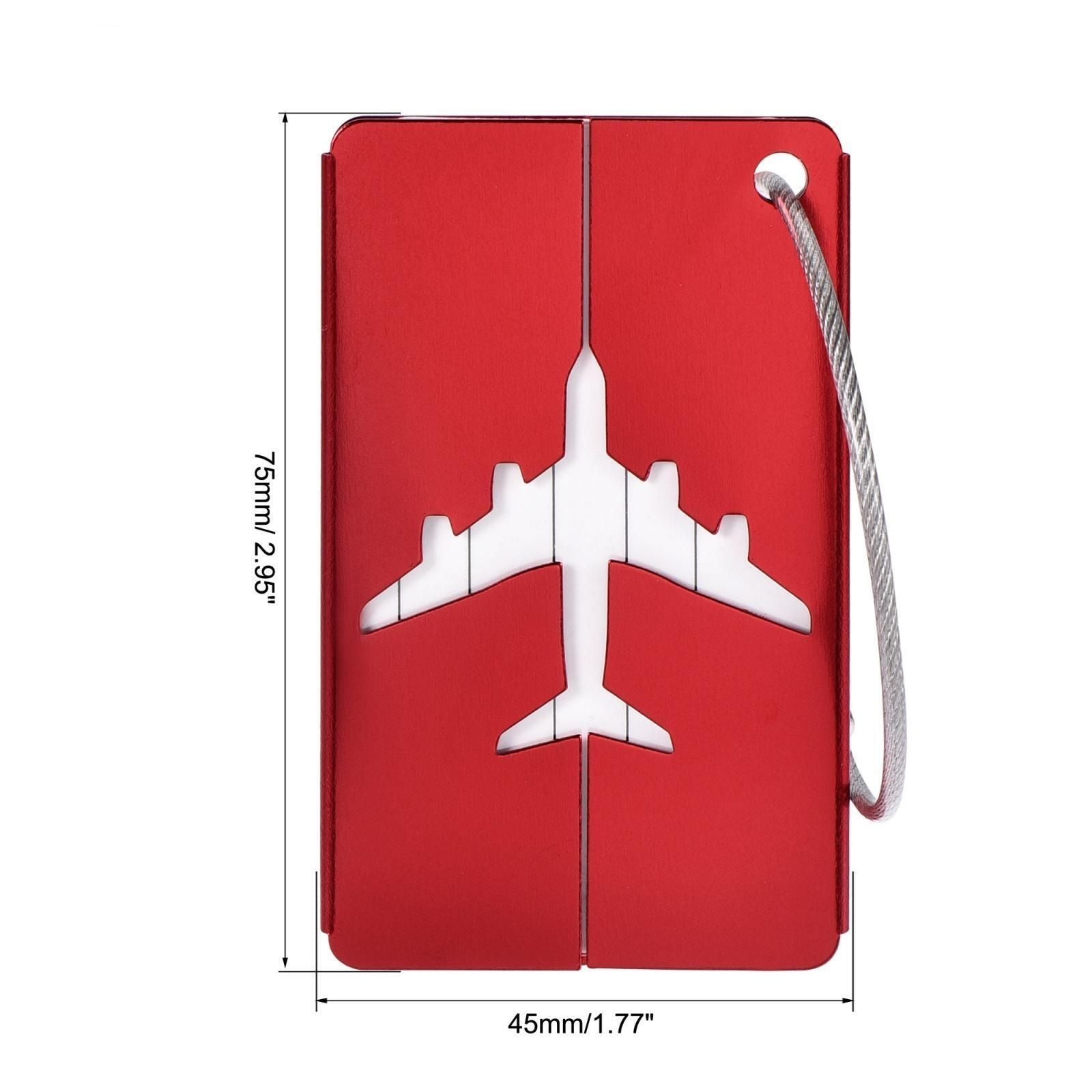 Aluminum Luggage Suitcase Identity Red Baggage Tag Name Address Cards Label