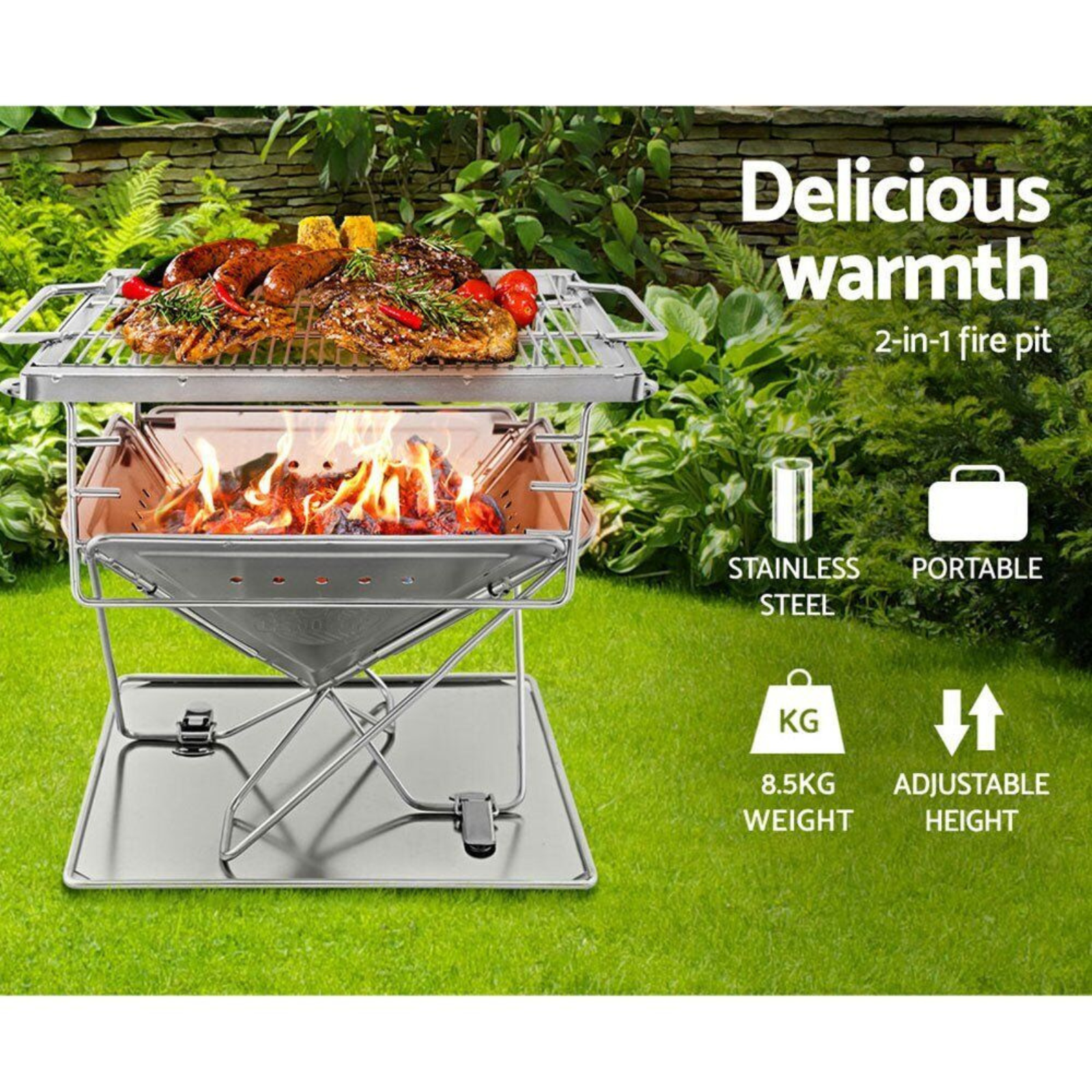 Folding Stainless Steel Stove Outdoor Pits Grillz Camping Fire Pit BBQ Portable