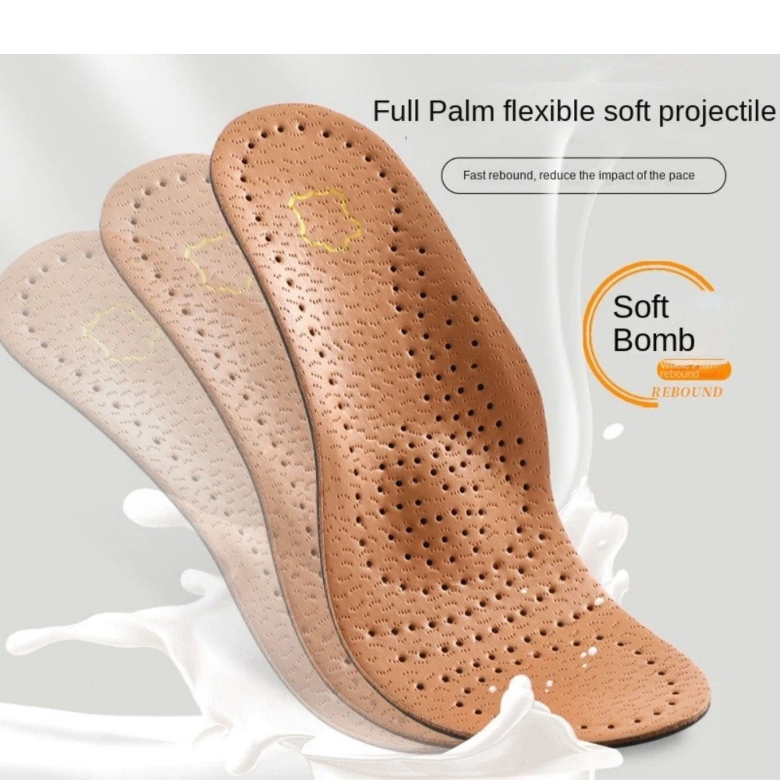 Arch Support Leather Insoles Breathable Comfort Orthotic Fit Brown 37/38