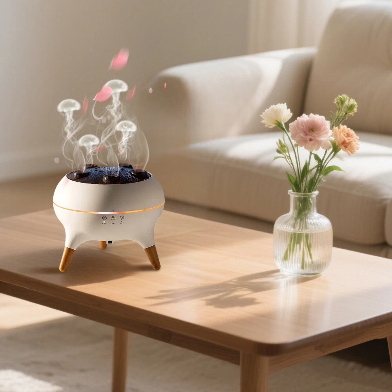 3D Dynamic Jellyfish Essential Oil Diffuser Night Light Aromatherapy Device