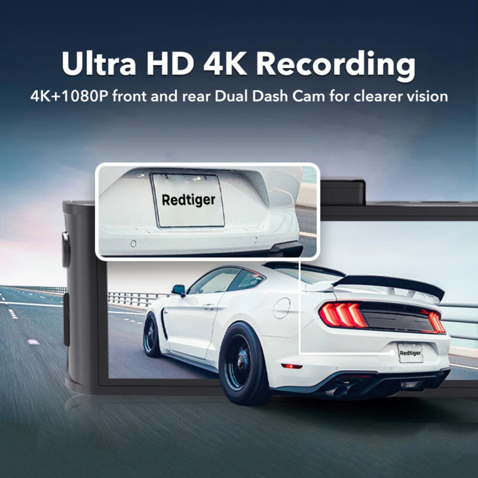 Rear Car DVR Dash Camera WiFi Video Recorder REDTIGER 4K Dash Cam Front