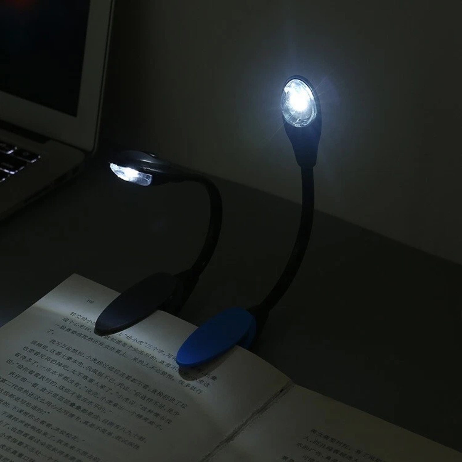 2X Mini Clip-On Flexible LED Reading Lights for Books and Laptops
