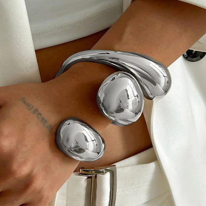 Silver Jewelry for Women Geometric Fashion Wide Metal Cuff Bracelet 01