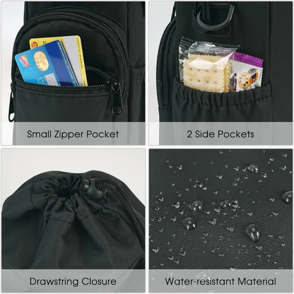 Adjustable Holder Strap Water Bottle Carrier Bag Black Outdoor Travel Gear