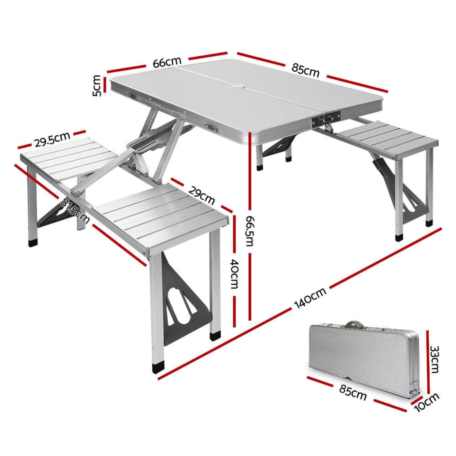 Foldable Aluminum Camping Table Chair Set Outdoor Family Picnic Kit Kids Party