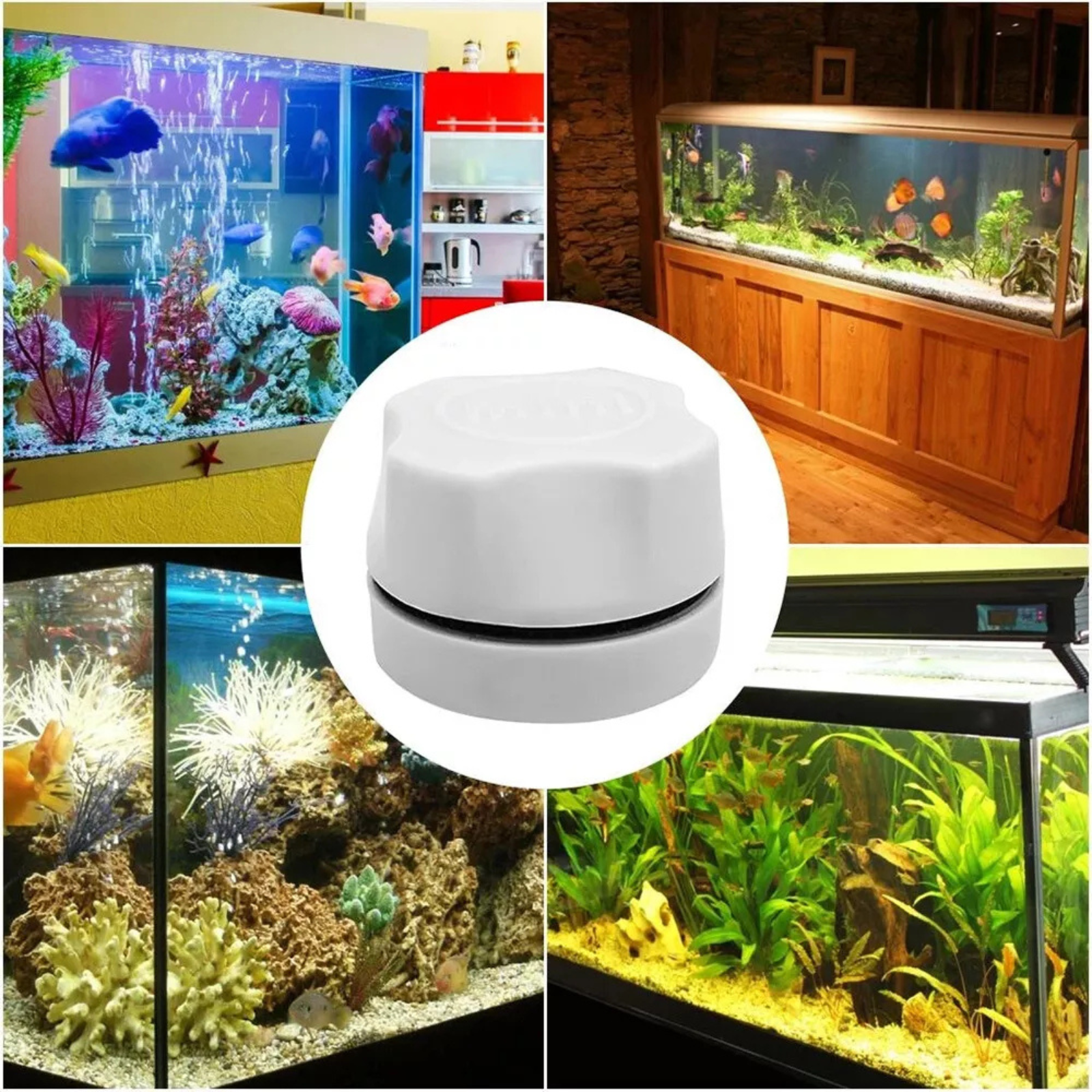 White 1x Algae Aquarium Magnet Cleaner Cleaning Glass Fish Tank Magnetic Brush