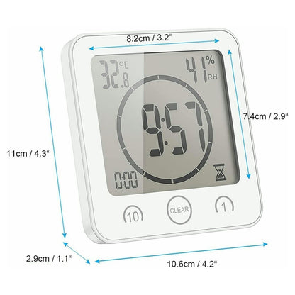 Shower Clock Timer Waterproof Digital Timer Temperature Meter Alarm White