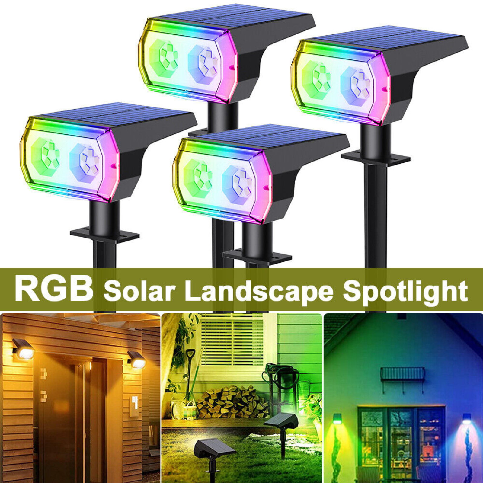 Outdoor Color Changing Garden Landscape Spotlights Waterproof Solar Spot lights