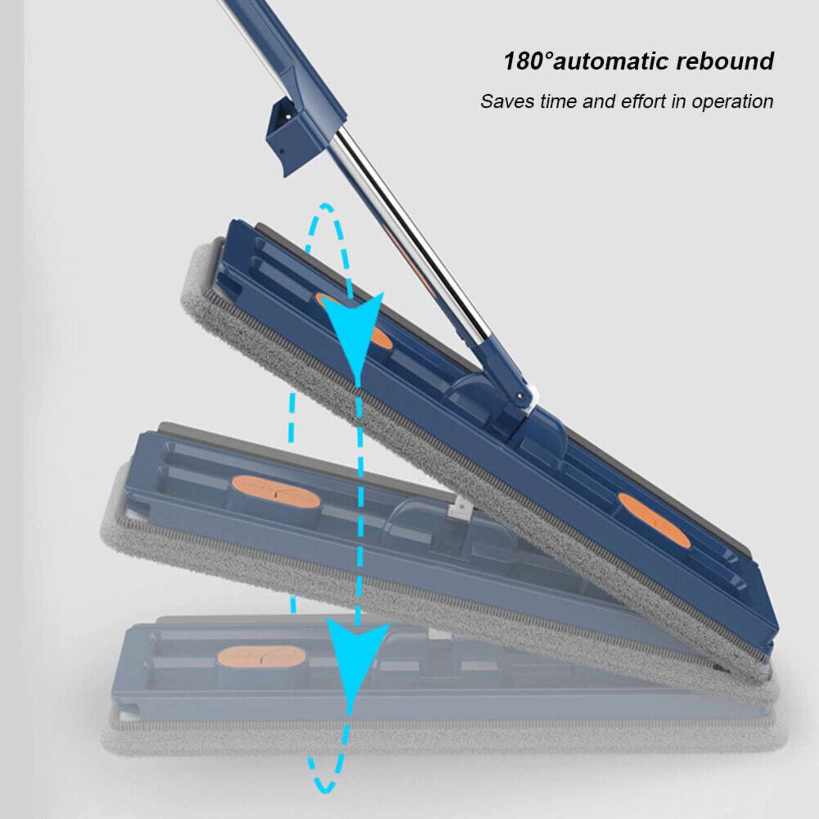 Blue 360°Rotating Magic Self Wringing Mop Roseionly Style Large Flat Mop