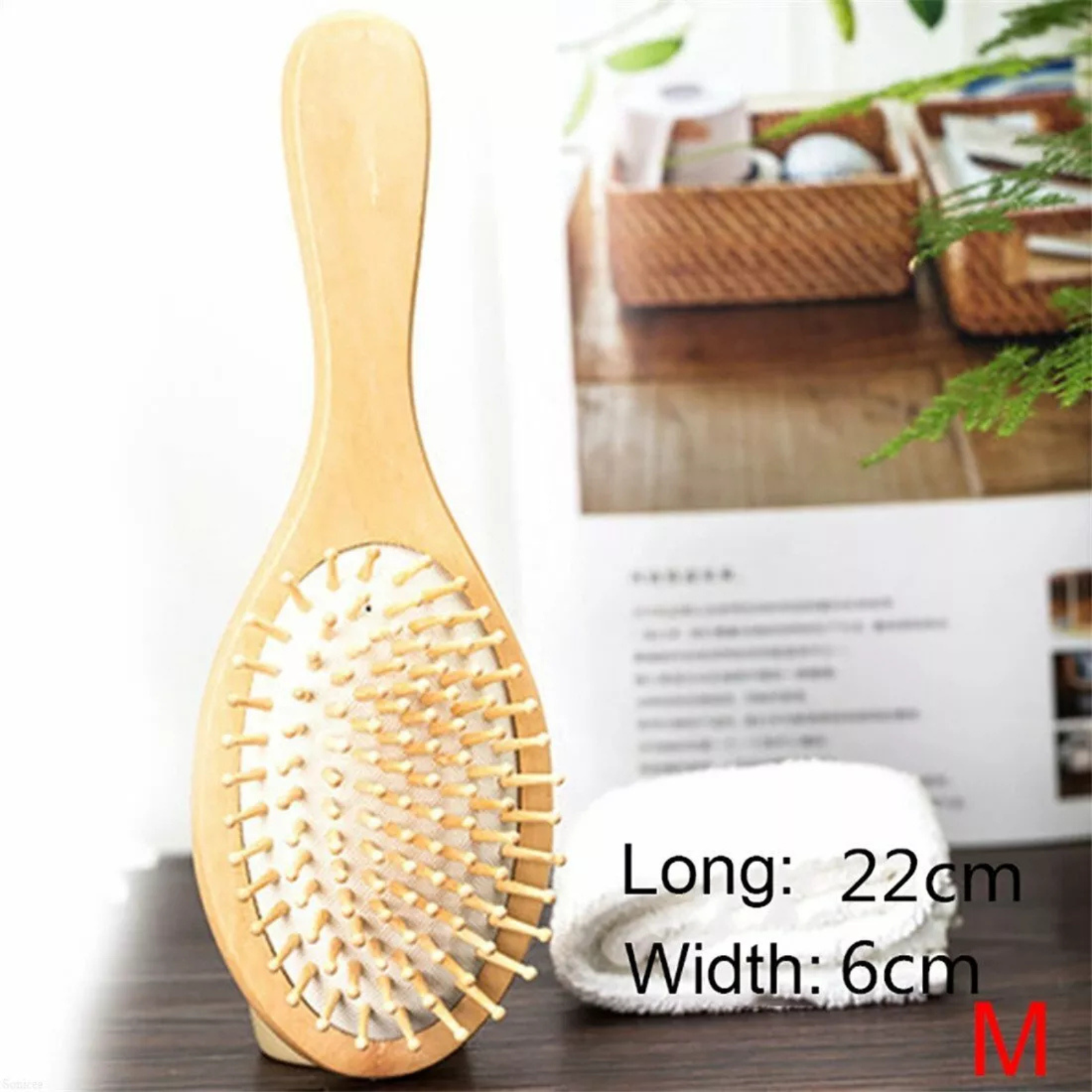 Meridian Massage Combs Anti-Static Oval Head Bamboo Wooden Hair Brush Medium