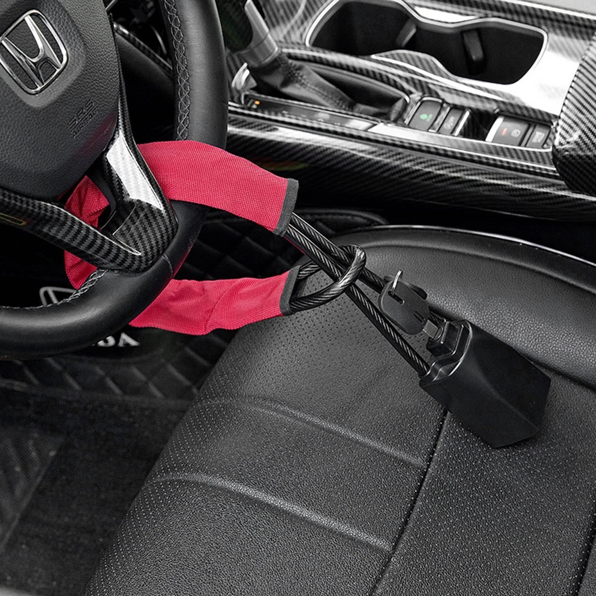 Red Universal Steering Wheel Lock Car Security Anti-Theft Device Strong