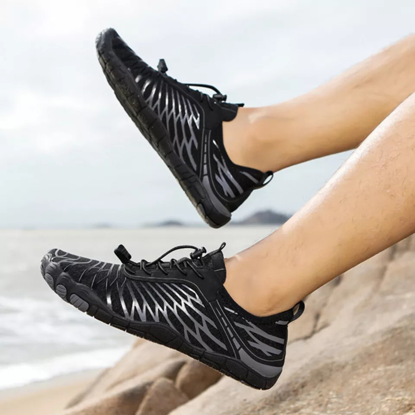 Black 43 Fishing Hiking Beach Shoe for Men Women Water Shoes Barefoot