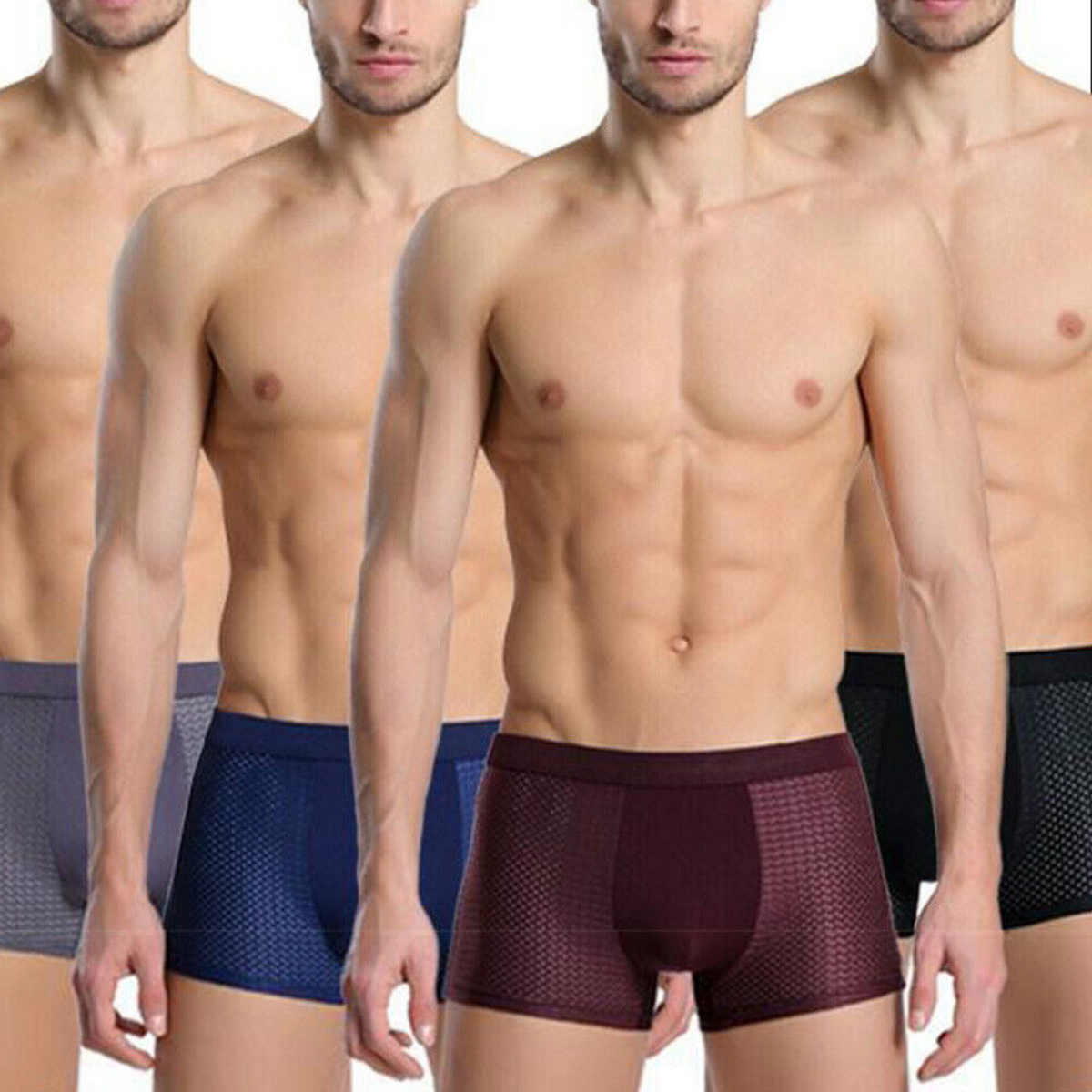 Ice Silk Mesh Boxer Briefs Large 4Pack Mens Bamboo Soft Underwear Summer Shorts