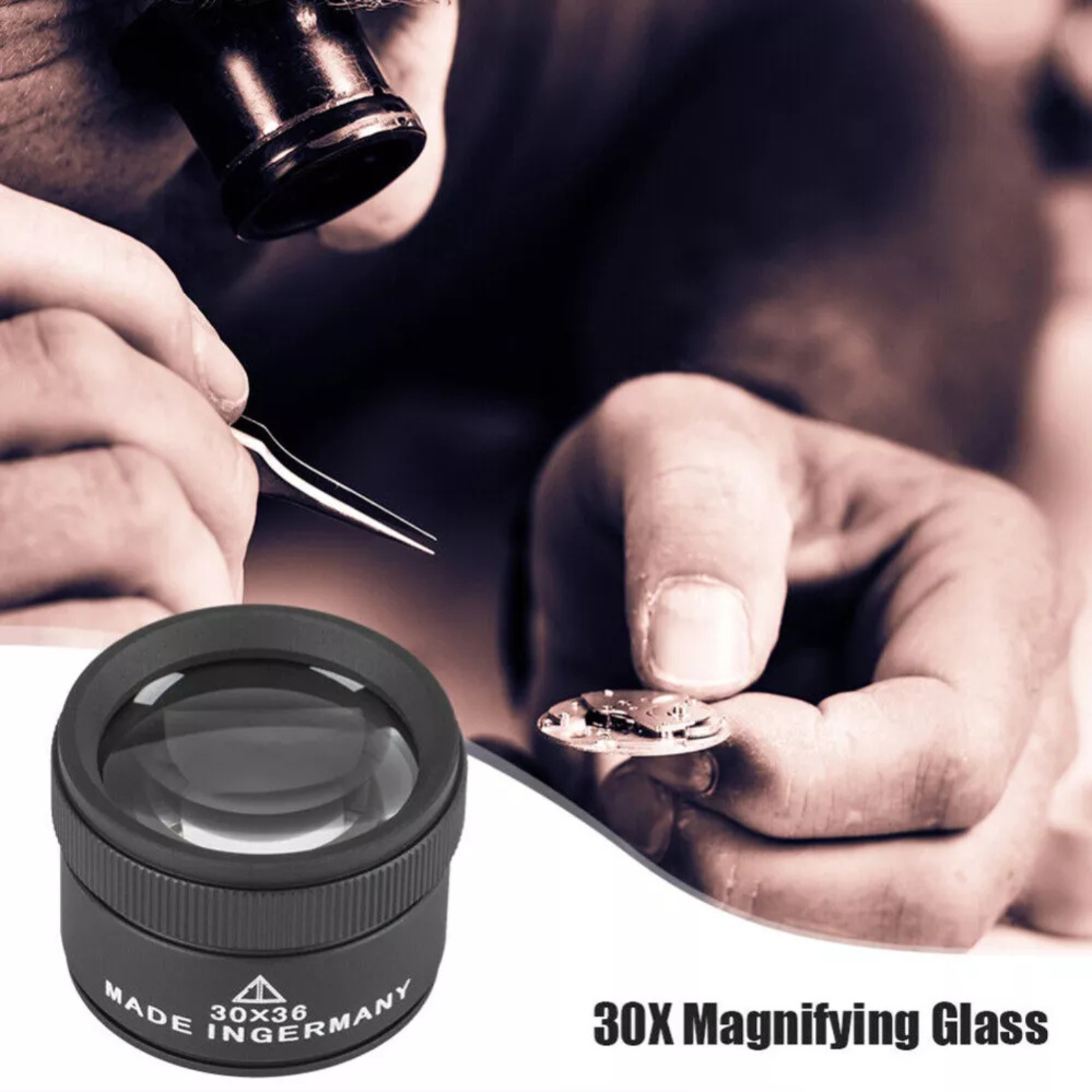Eye Loupe Magnifier Pocket Jewellers Coin Magnifying Glass Black Jewelry