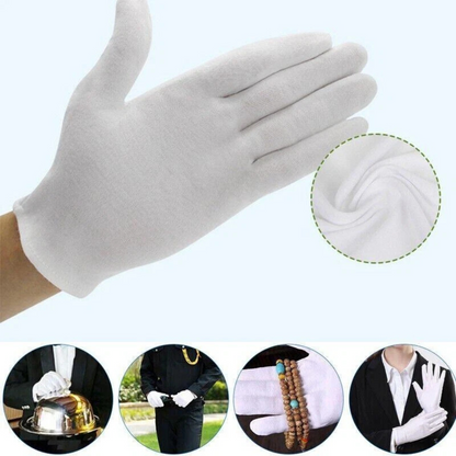 M Size White Cotton Handling Work Gloves Hands Protector for Daily Use