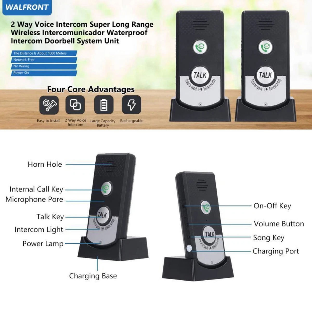 Office Two System ABS Way Wireless Device Home Voice Intercom