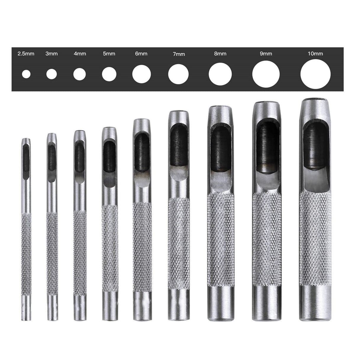 9pcs Leather Hole Punching Tool Set Hollow Punch Gasket Cutter
