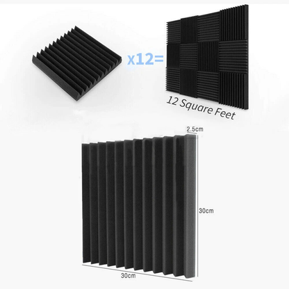 Acoustic Foam Studio Sound Absorption Wall Panel Noise Reduction Set 24x
