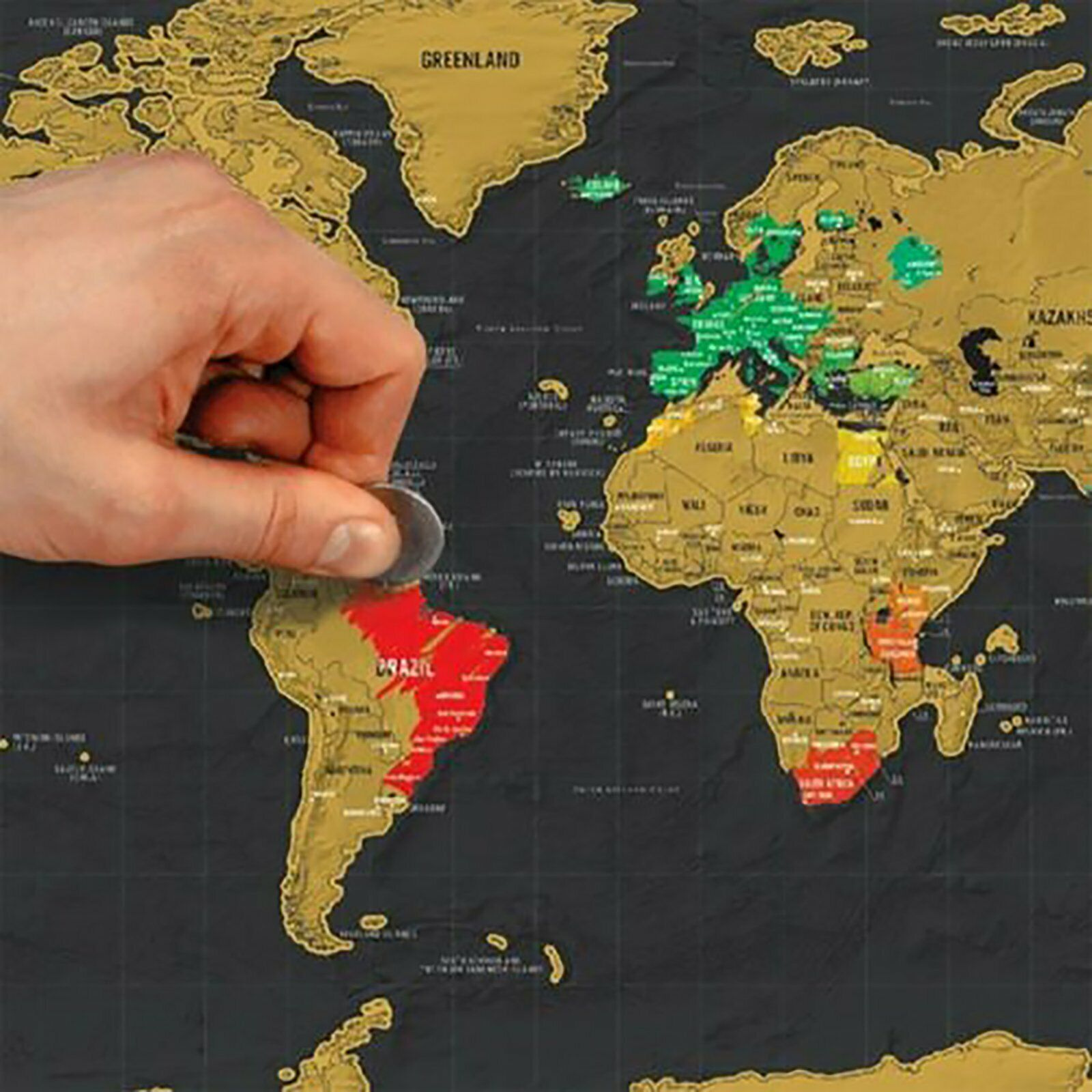 Large Poster Atlas Travel Decor Gift Deluxe Scratch off world Map Interactive