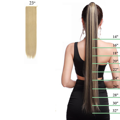 Human Natural Hair Extensions Pony Tail Hair Wrap Ash blonde