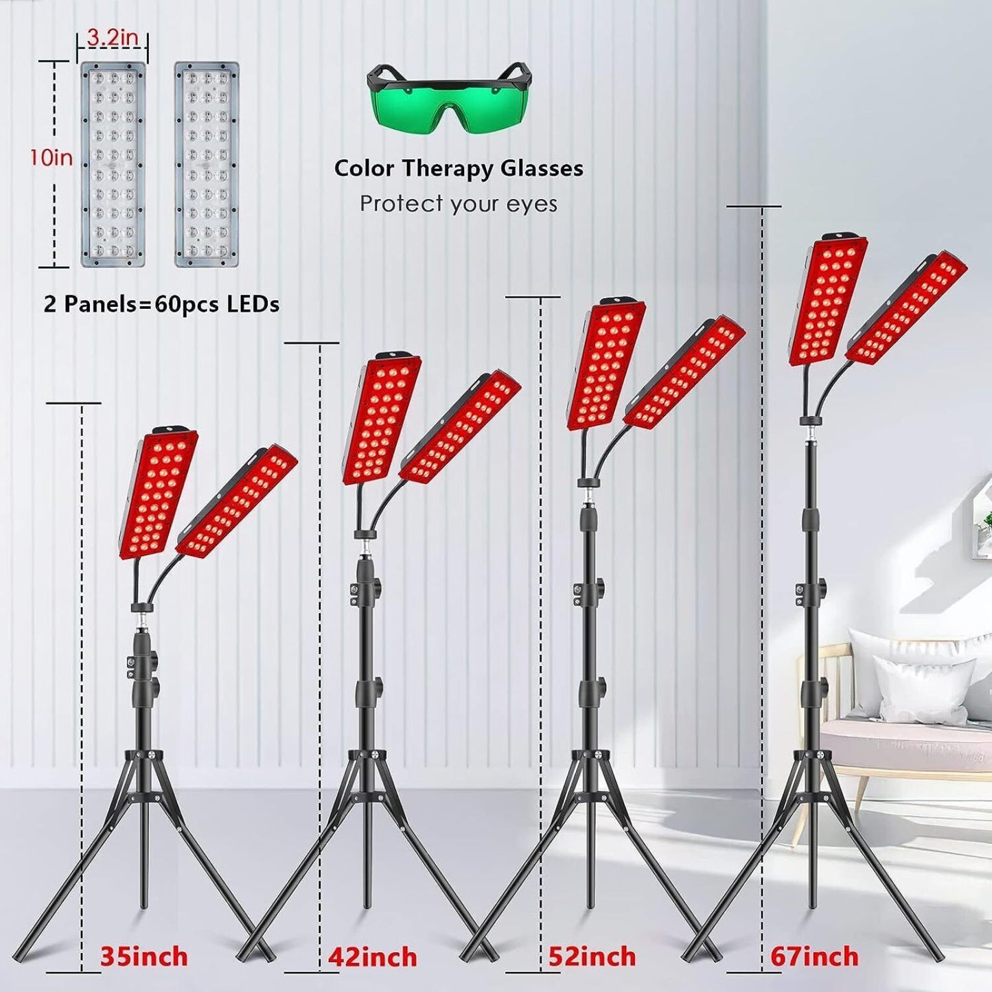 Dual Infrared Lamps 660nm Red and 850nm Near Infrared Therapy Red Light Lamp