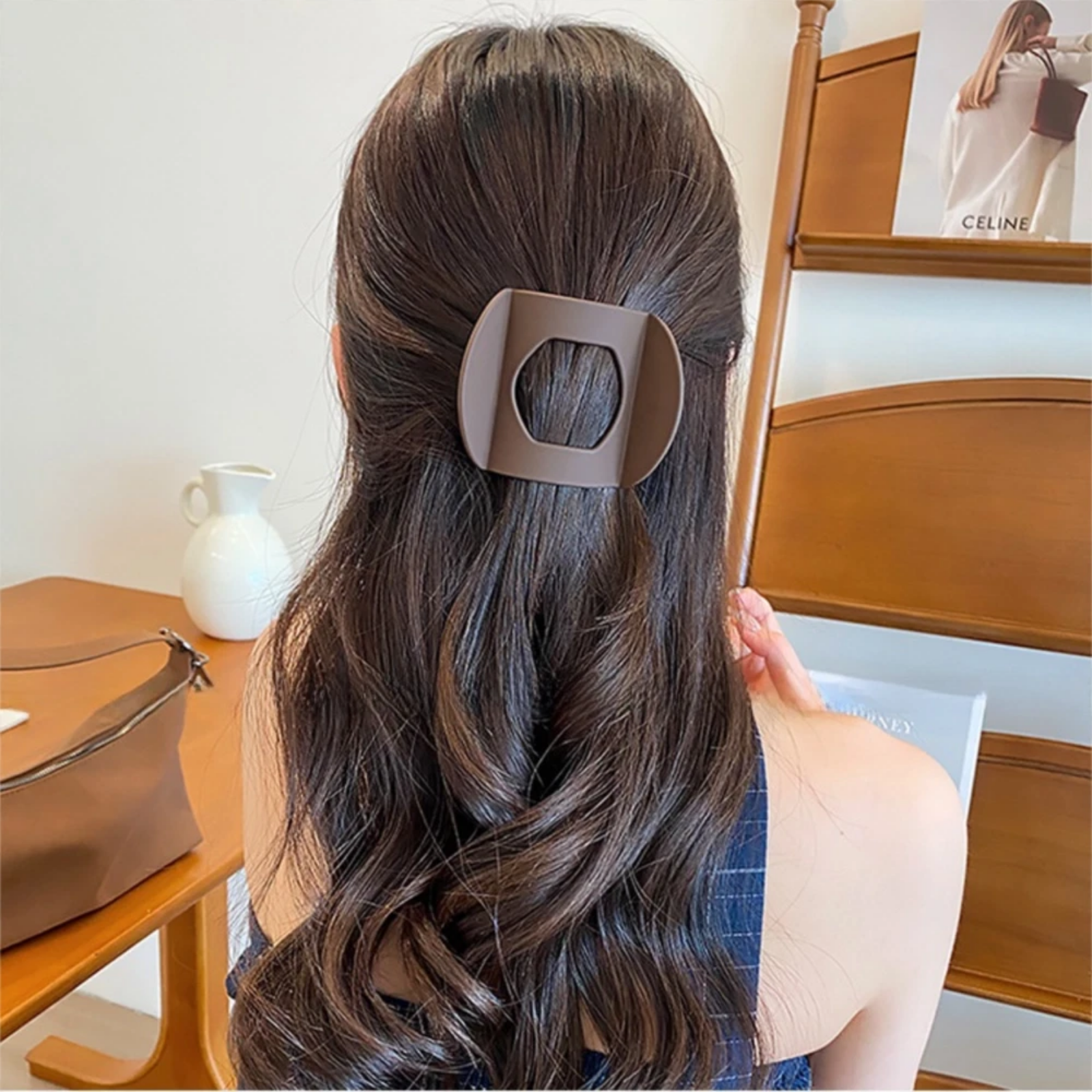 Elegant Hairpin For Women Arc Shaped Hair Claw Clip Flat Hair Barrettes Brown