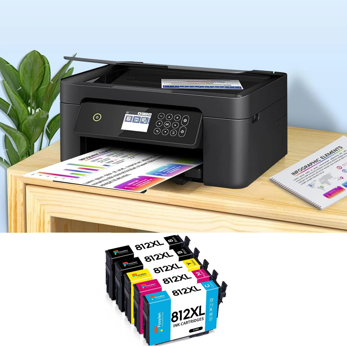 Compatible Ink Cartridge for Epson 812XL WorkForce Pro Printer Ink